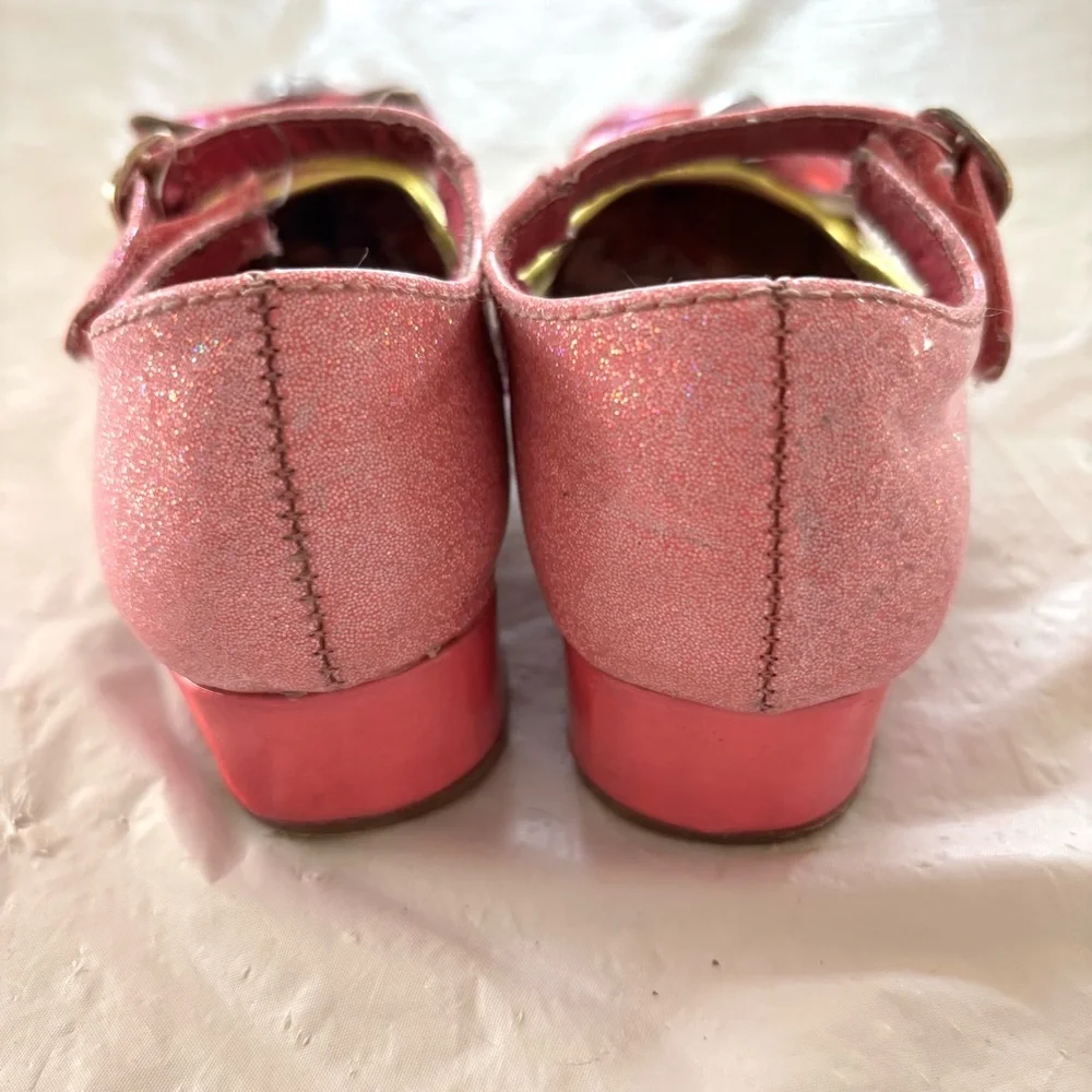 Disney princess toddler girl dress up low heel shoes pink & gold SZ 7 Worn